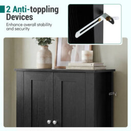 Gainoom Bathroom Floor Cabinet Black Freestanding Storage Cabinet Wooden Storage Organizer - thumbnail 8