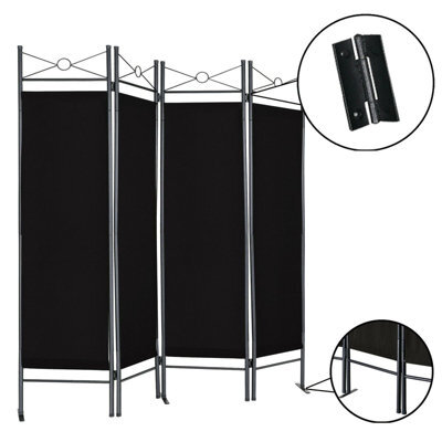 D Pro T Homeware Folding Room Divider Black 4-Panel Privacy Screen & Wall Partition Separator - image 1