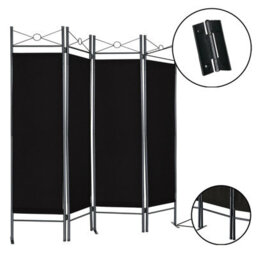 D Pro T Homeware Folding Room Divider Black 4-Panel Privacy Screen & Wall Partition Separator - thumbnail 1