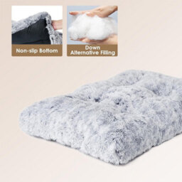 Light Grey Dog Bed Soft Pet Cushion Large Dog Crate Puppy Cat Washable Pad Mat Size L - thumbnail 4