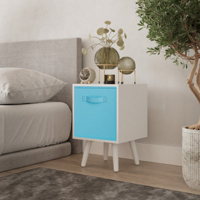 Urbn-Living Urbnliving 51Cm Height White Wooden Cube Storage Bookcase White Legs With Sky Blue Inserts - image 1