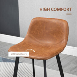 Homcom Bar Stools Set Of 2, Bar Chairs With Back And Steel Legs, Brown - thumbnail 5