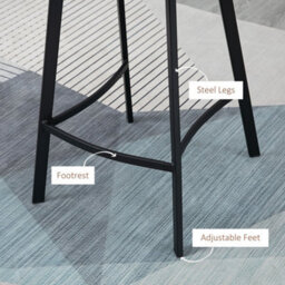 Homcom Bar Stools Set Of 2, Bar Chairs With Back And Steel Legs, Brown - thumbnail 6
