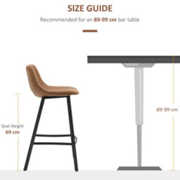 Homcom Bar Stools Set Of 2, Bar Chairs With Back And Steel Legs, Brown - thumbnail 7