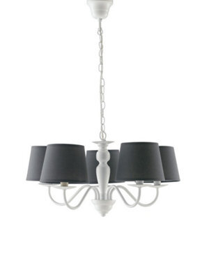Luminosa Lighting Luminosa Favola 5 Light Chandeliers With Shades White, Fabric 56X30Cm