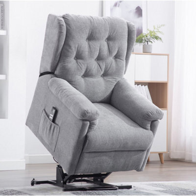 More4Homes Barnsley Fabric Electric Dual Motor Riser Rise Recliner Lift Mobility Tilt Armchair Grey - image 1