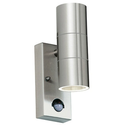 Ip44 Outdoor Twin Light Stainless Steel Round Doorway Lamp Wall Porch Security - image 1