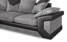 Dino Black & Grey Large Corner Couch L Shaped Sofa With Footstool Left Hand Facing - thumbnail 4