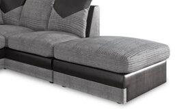 Dino Black & Grey Large Corner Couch L Shaped Sofa With Footstool Left Hand Facing - thumbnail 3