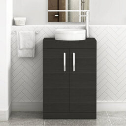 Royal Bathrooms Turin 800mm Freestanding Bathroom Vanity Unit With Sink 2 Door Hale Black & Round Countertop Basin - thumbnail 1