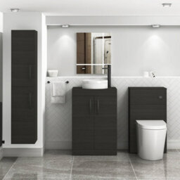 Royal Bathrooms Turin 800mm Freestanding Bathroom Vanity Unit With Sink 2 Door Hale Black & Round Countertop Basin - thumbnail 3