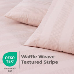 MHG Living Luxury Waffle Stripe Duvet Cover Set - Soft 200Tc Polycotton Blend, Breathable & Stylish Bedding (Super King, Dusty Pink) - thumbnail 8