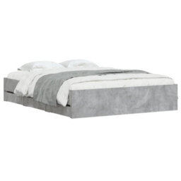 Berkfield Bed Frame With Drawers Without Mattress Concrete Grey 150X200 Cm King Size - thumbnail 3