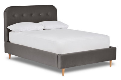 Divan Base Direct Celestia Contemporary Button Backed Fabric Bed Base Only 6Ft Super King- Verlour Titan - image 1