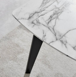 Furniturebox Andria Black Leg Marble Effect Dining Table And 6 Navy Pesaro Silver Leg Chairs - thumbnail 6