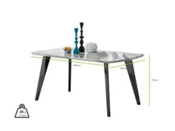 Furniturebox Andria Black Leg Marble Effect Dining Table And 6 Navy Pesaro Silver Leg Chairs - thumbnail 7