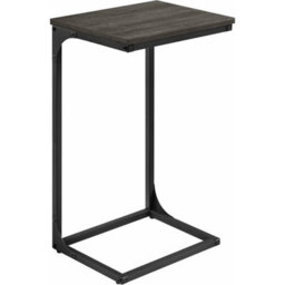 Songmics C-Design Side Table, Metal Frame Sofa Table, Industrial Bedside Storage Furniture, Grey Oak And Black - thumbnail 8