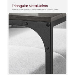 Songmics C-Design Side Table, Metal Frame Sofa Table, Industrial Bedside Storage Furniture, Grey Oak And Black - thumbnail 6