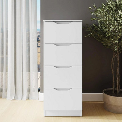 Matt White 4 Drawer Chest Of Drawers Central Runners & Recessed Handles - image 1