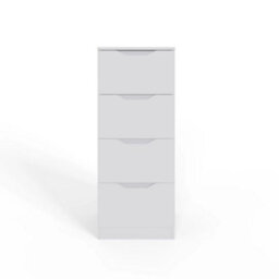 Matt White 4 Drawer Chest Of Drawers Central Runners & Recessed Handles - thumbnail 4