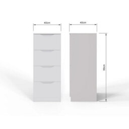 Matt White 4 Drawer Chest Of Drawers Central Runners & Recessed Handles - thumbnail 2
