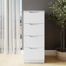 Matt White 4 Drawer Chest Of Drawers Central Runners & Recessed Handles - thumbnail 1