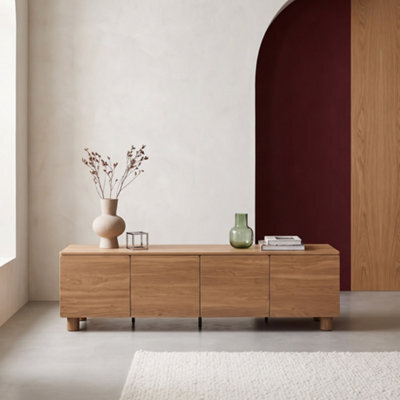 Sweeek - Wood Decor Tv Stand 4 Doors 180Cm Hazel Wood Effect - Ayana - image 1