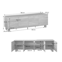 Sweeek - Wood Decor Tv Stand 4 Doors 180Cm Hazel Wood Effect - Ayana - thumbnail 5