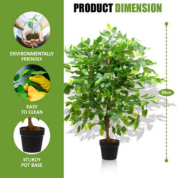 Crystals 90Cm Artificial Bushy Ficus Tree Realistic Indoor Faux Plant - thumbnail 2