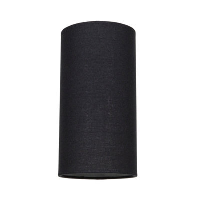 Happy Homewares Contemporary And Stylish Jet Black Linen Fabric Tall Cylindrical 25Cm Lamp Shade - image 1