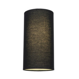 Happy Homewares Contemporary And Stylish Jet Black Linen Fabric Tall Cylindrical 25Cm Lamp Shade - thumbnail 2