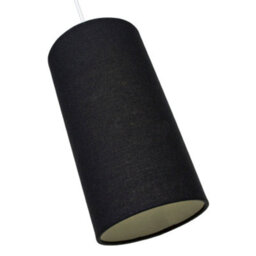 Happy Homewares Contemporary And Stylish Jet Black Linen Fabric Tall Cylindrical 25Cm Lamp Shade - thumbnail 4