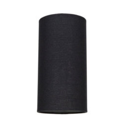 Happy Homewares Contemporary And Stylish Jet Black Linen Fabric Tall Cylindrical 25Cm Lamp Shade - thumbnail 1