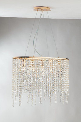 Luminosa Lighting Luminosa Breeze 5 Light Pendant Ceiling Light Gold, K9 Crystals 66.5X23.5X46Cm