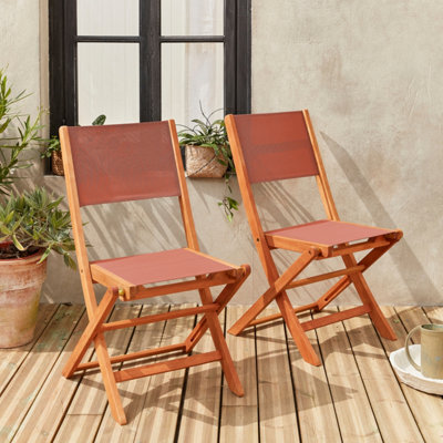 Sweeek - Pair Of Foldable Wooden Garden Chairs Terracotta 50X58.7X89 Cm - Almeria - image 1