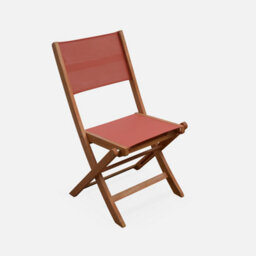 Sweeek - Pair Of Foldable Wooden Garden Chairs Almeria Terracotta 50X58.7X89 Cm - thumbnail 2
