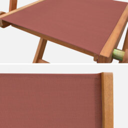 Sweeek - Pair Of Foldable Wooden Garden Chairs Almeria Terracotta 50X58.7X89 Cm - thumbnail 3