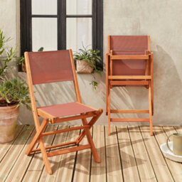 Sweeek - Pair Of Foldable Wooden Garden Chairs Almeria Terracotta 50X58.7X89 Cm - thumbnail 5