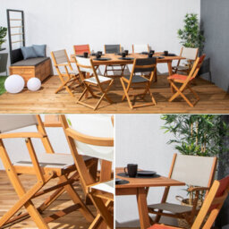 Sweeek - Pair Of Foldable Wooden Garden Chairs Almeria Terracotta 50X58.7X89 Cm - thumbnail 9