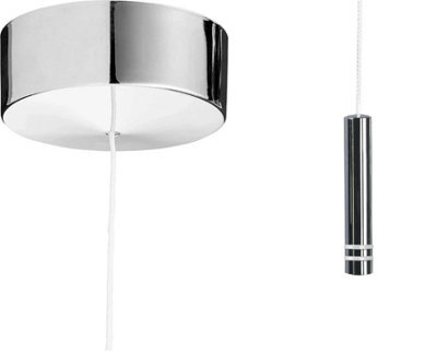 1838 Wallcoverings Chrome Bathroom Ceiling Light Pull Cord Switch 2 Way 6A With Slim Chrome Luxury Pendant - image 1