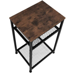 Tectake Bedside Table York - Industrial Style, With 2 Grid Shelves, 45.5 X 36 X 75.5 Cm - Industrial Wood Dark, Rustic - thumbnail 3