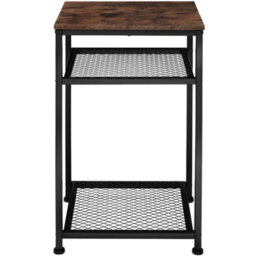 Tectake Bedside Table York - Industrial Style, With 2 Grid Shelves, 45.5 X 36 X 75.5 Cm - Industrial Wood Dark, Rustic - thumbnail 2