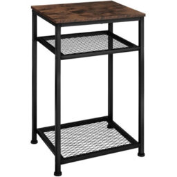 Tectake Bedside Table York - Industrial Style, With 2 Grid Shelves, 45.5 X 36 X 75.5 Cm - Industrial Wood Dark, Rustic - thumbnail 1