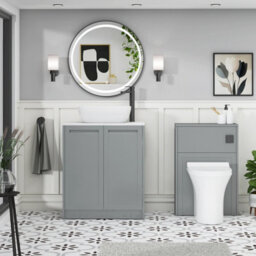 Royal Bathrooms Royal Bathroom Elmore 700mm Matt Pebble Grey Freestanding Countertop Bathroom Vanity Unit 2 Door With Elva Basin - thumbnail 5