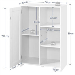 Yaheetech White Modern Freestanding Bathroom Floor Cabinet With Single Door - thumbnail 3