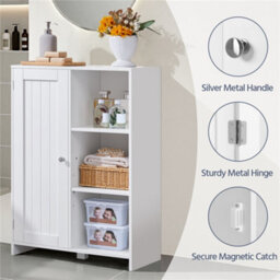 Yaheetech White Modern Freestanding Bathroom Floor Cabinet With Single Door - thumbnail 5