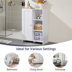 Yaheetech White Modern Freestanding Bathroom Floor Cabinet With Single Door - thumbnail 7