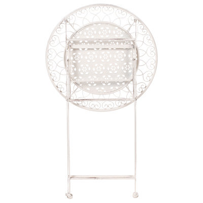 Wyld And Coco Provencal Foldable Round Bar Table Beige Iron For 2 - Compact Outdoor Balcony Table 60Cm. - image 1
