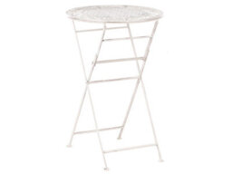 Wyld And Coco Provencal Foldable Round Bar Table Beige Iron For 2 - Compact Outdoor Balcony Table 60Cm. - thumbnail 3