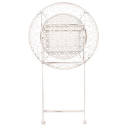 Wyld And Coco Provencal Foldable Round Bar Table Beige Iron For 2 - Compact Outdoor Balcony Table 60Cm. - thumbnail 1